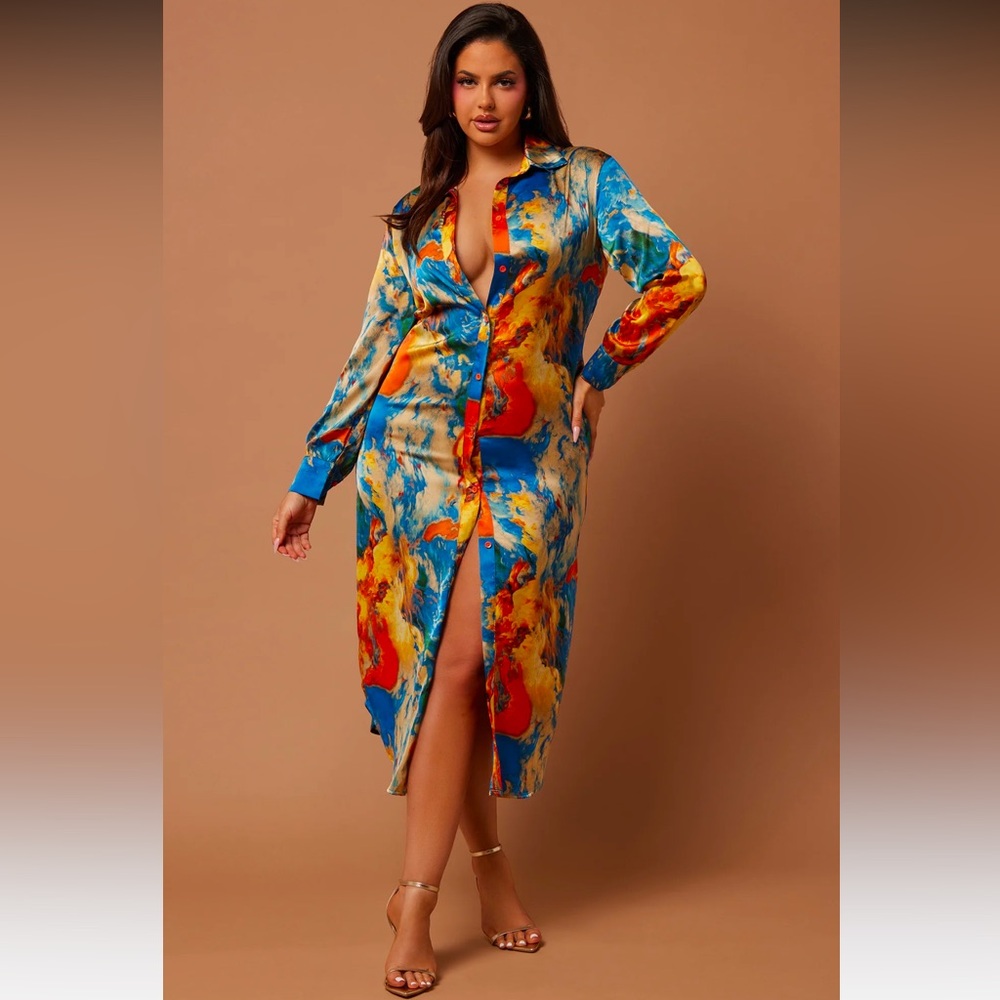 NWT Fashion Nova Valerie Satin Midi Dress